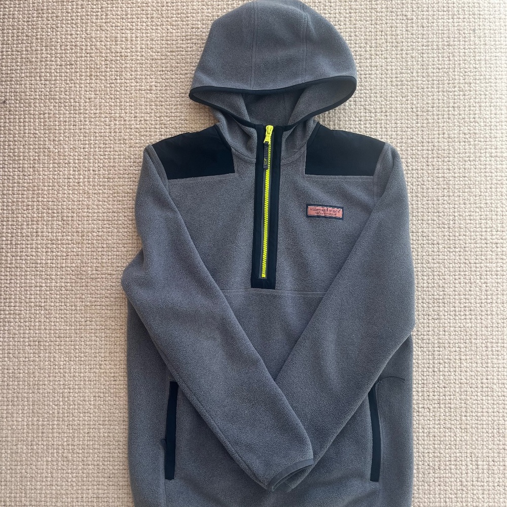 Vineyard Vines Boys Fleece Half Zip Shep Hoodie in Faded Insigo